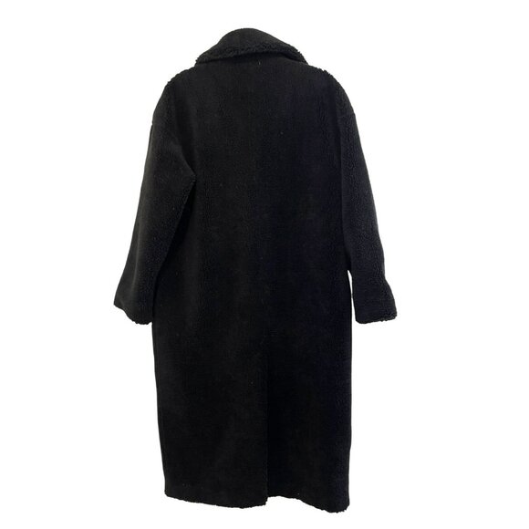 Stand Studio Black Teddy Thick Fleece Long Coat Jacket Size 44 US 12 NWT - Picture 5 of 7
